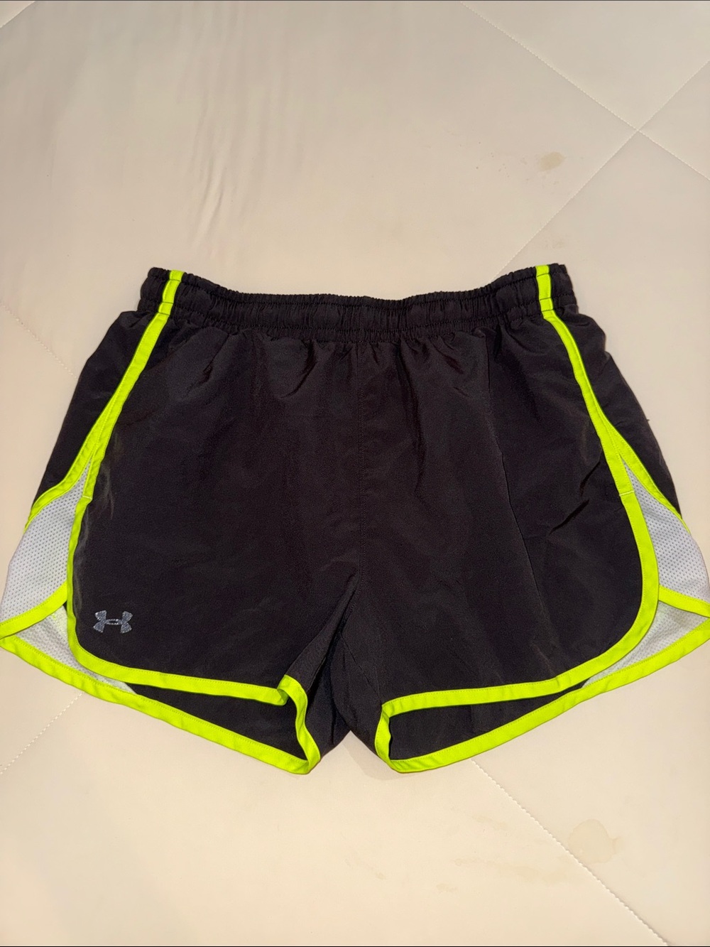 Under Armour Black and Neon Yellow Women’s Athletic Shorts